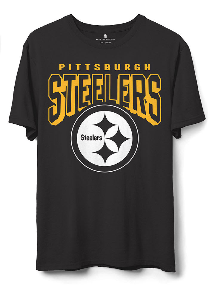 Junk Food Clothing Pittsburgh Steelers Black BOLD LOGO Short Sleeve T Shirt
