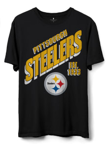 Junk Food Clothing Pittsburgh Steelers Black NFL SLANT Short Sleeve T Shirt