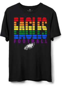 Junk Food Clothing Philadelphia Eagles Black Rainbow Short Sleeve T Shirt