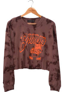 Junk Food Clothing Cleveland Browns Womens Brown Cloud Crew Sweatshirt