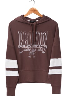 Junk Food Clothing Cleveland Browns Womens Brown Striped Hooded Sweatshirt