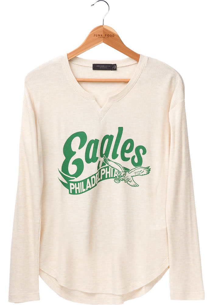 Women's Philadelphia Eagles Junk Food Oatmeal Sunday Long Sleeve Tri-Blend  Thermal T-Shirt