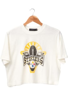 Junk Food Clothing Pittsburgh Steelers Womens White Mock Short Sleeve T-Shirt