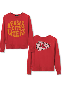 Junk Food Clothing Kansas City Chiefs Womens Red Raglan Crew Sweatshirt