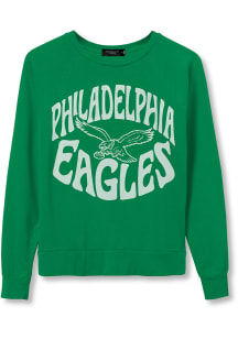 Junk Food Clothing Philadelphia Eagles Womens Kelly Green Raglan Crew Sweatshirt