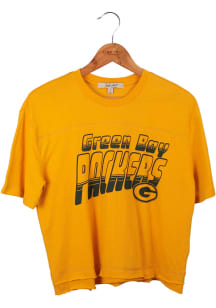 Junk Food Clothing Green Bay Packers Womens Yellow Champ Crop Short Sleeve T-Shirt