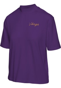 Junk Food Clothing Minnesota Vikings Womens Purple Mock Neck Short Sleeve T-Shirt