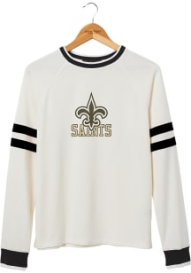 Junk Food Clothing New Orleans Saints Womens White Football Crew Sweatshirt