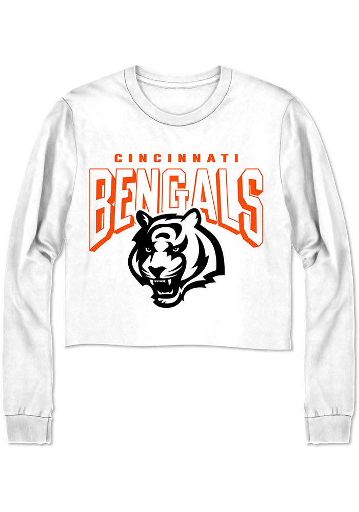 Women's New Era Orange Cincinnati Bengals Crop Long Sleeve T-Shirt