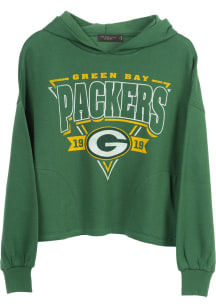 Junk Food Clothing Green Bay Packers Womens Green Endzone Cropped Hooded Sweatshirt