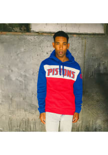 Junk Food Clothing Detroit Pistons Mens Blue Wordmark Colorblock Fashion Hood
