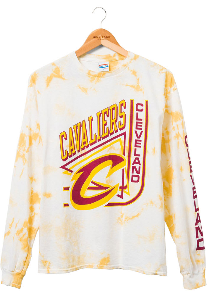 Junk Food Clothing Cleveland Cavaliers Gold Throwback Tie Dye Long Sleeve Fashion T Shirt