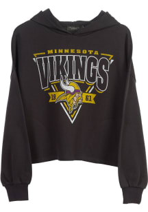 Junk Food Clothing Minnesota Vikings Womens Black Endzone Cropped Hooded Sweatshirt