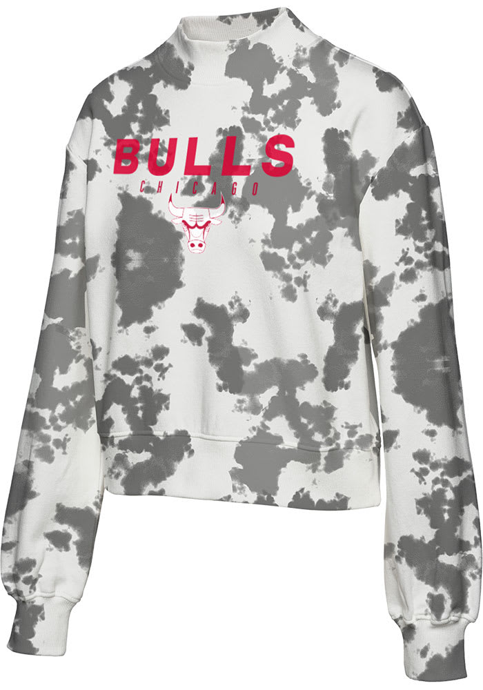 Junk Food Clothing Chicago Bulls Womens Black Tie Dye Crew Sweatshirt