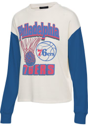 Junk Food Clothing Philadelphia 76ers Womens White Contrast Crew Sweatshirt