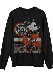 Junk Food Clothing Cincinnati Bengals Mens Black Mickey Long Sleeve Crew Sweatshirt