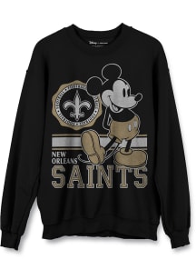 Junk Food Clothing New Orleans Saints Mens Black Mickey Long Sleeve Crew Sweatshirt