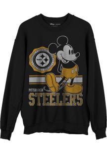Junk Food Clothing Pittsburgh Steelers Mens Black Mickey Long Sleeve Crew Sweatshirt