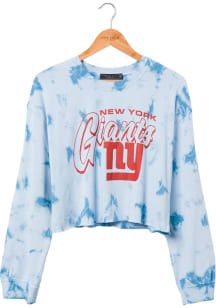 Junk Food Clothing New York Giants Womens Blue Cloud Cropped Crew Sweatshirt