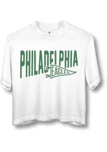 Junk Food Clothing Philadelphia Eagles Womens White Dual Threat Short Sleeve T-Shirt