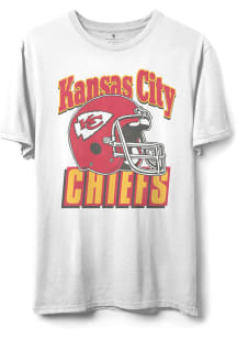 Junk Food Clothing Kansas City Chiefs White Throwback Helmet Short Sleeve T Shirt