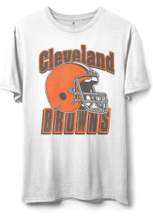 Junk Food Clothing Cleveland Browns White Throwback Helmet Short Sleeve T Shirt