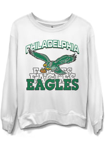 Junk Food Clothing Philadelphia Eagles Womens White French Terry Crew Sweatshirt