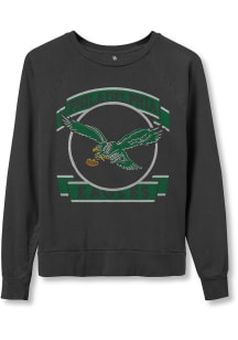 Junk Food Clothing Philadelphia Eagles Womens Black Raglan Crew Sweatshirt