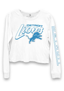 Junk Food Clothing Detroit Lions Womens White Cropped LS Tee