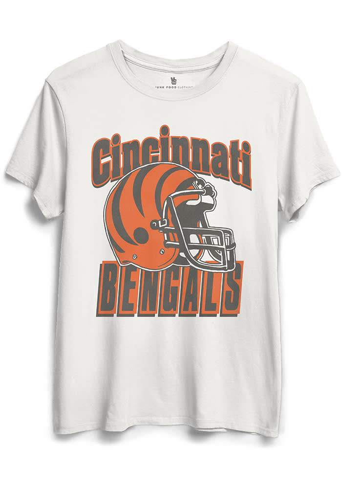 Junk Food Clothing Cincinnati Bengals Womens White Girlfriend Short Sleeve T-Shirt