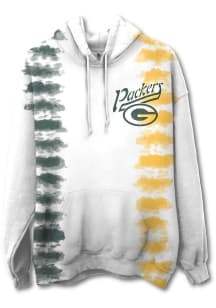 Junk Food Clothing Green Bay Packers Mens White Stitch Tie Dye Fashion Hood