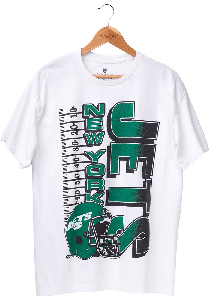 Junk Food Clothing New York Jets White Hashmark Short Sleeve