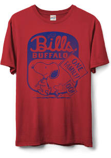 Junk Food Clothing Buffalo Bills Red SNOOPY AND WOODSTOCK Short Sleeve T Shirt