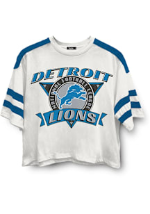 Junk Food Clothing Detroit Lions Womens White Stripe Short Sleeve T-Shirt