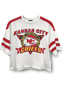 Junk Food Clothing Kansas City Chiefs Womens White Stripe Short Sleeve T-Shirt