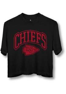 Junk Food Clothing Kansas City Chiefs Womens Black Blitz Mock Short Sleeve T-Shirt