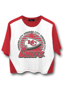 Junk Food Clothing Kansas City Chiefs Womens Red Blocked Crop Short Sleeve T-Shirt