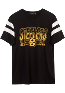Junk Food Clothing Pittsburgh Steelers Black GRIDIRON Short Sleeve Fashion T Shirt