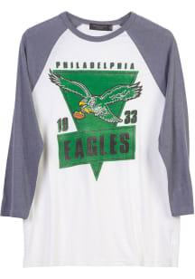 Junk Food Clothing Philadelphia Eagles White THROWBACK RAGLAN Long Sleeve Fashion T Shirt