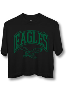 Junk Food Clothing Philadelphia Eagles Womens Black Blitz Mock Short Sleeve T-Shirt