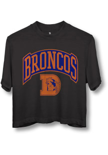 Junk Food Clothing Denver Broncos Womens Black Blitz Mock Short Sleeve T-Shirt