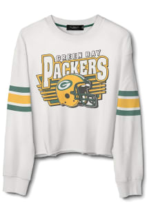 Junk Food Clothing Green Bay Packers Womens White Kickoff Crop Crew Sweatshirt