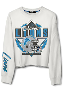 Junk Food Clothing Detroit Lions Womens White Kick Off Crew Sweatshirt