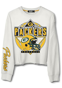 Junk Food Clothing Green Bay Packers Womens White Kick Off Crew Sweatshirt