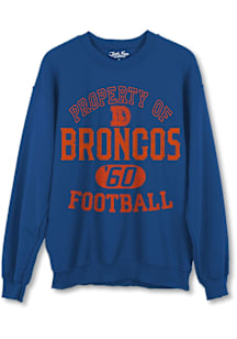 Junk Food Clothing Denver Broncos Mens Blue Retro Property Long Sleeve Fashion Sweatshirt