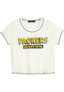 Junk Food Clothing Green Bay Packers Womens White Playmaker Short Sleeve T-Shirt