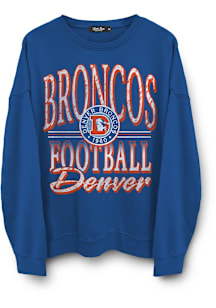 Junk Food Clothing Denver Broncos Mens Navy Blue Retro Lateral Long Sleeve Fashion Sweatshirt