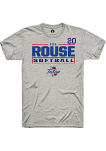 Elle Rouse Tulsa Golden Hurricane Ash NIL Stacked Box Short Sleeve Player T Shirt