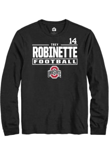 Trey Robinette Mens Black Ohio State Buckeyes NIL Stacked Box Long Sleeve Player T Shirt