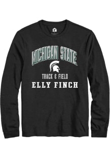 Elly Finch Mens Black Michigan State Spartans NIL Arch Logo Long Sleeve Player T Shirt